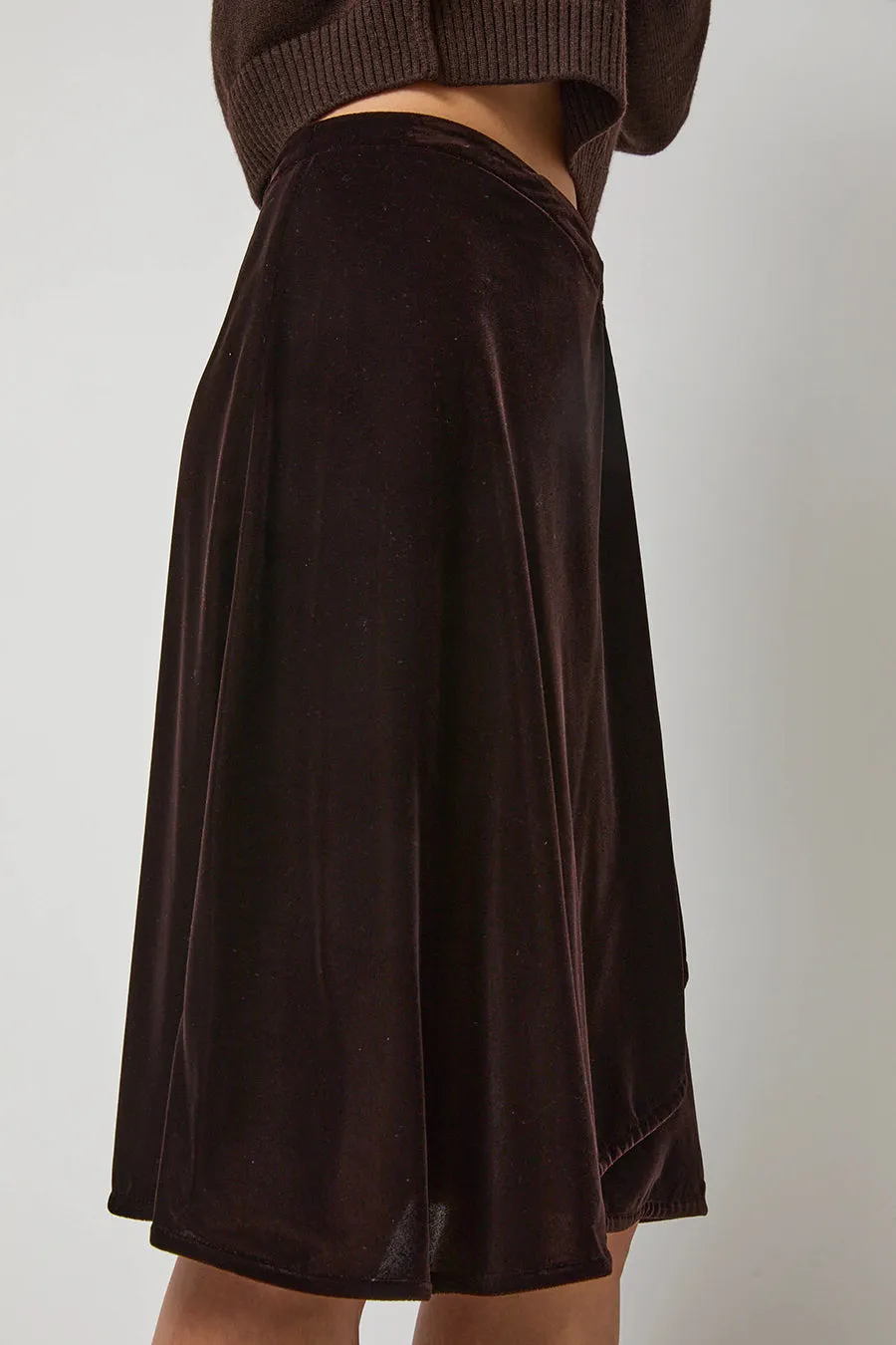 Anggae Velvet Midi Wrap Skirt in Brown sold by No. 6 product image thumbnail 2