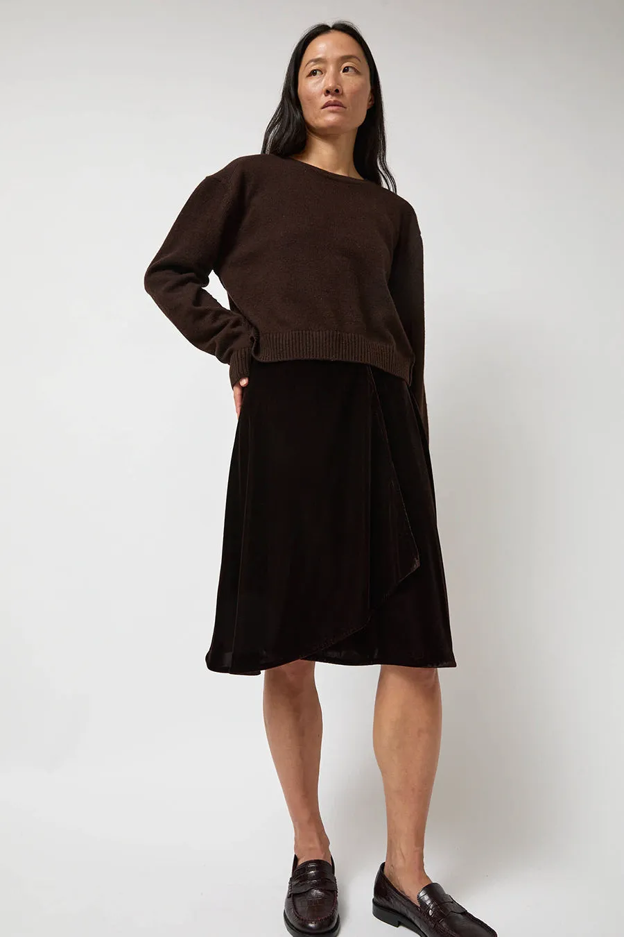 Anggae Velvet Midi Wrap Skirt in Brown sold by No. 6 product image thumbnail 3