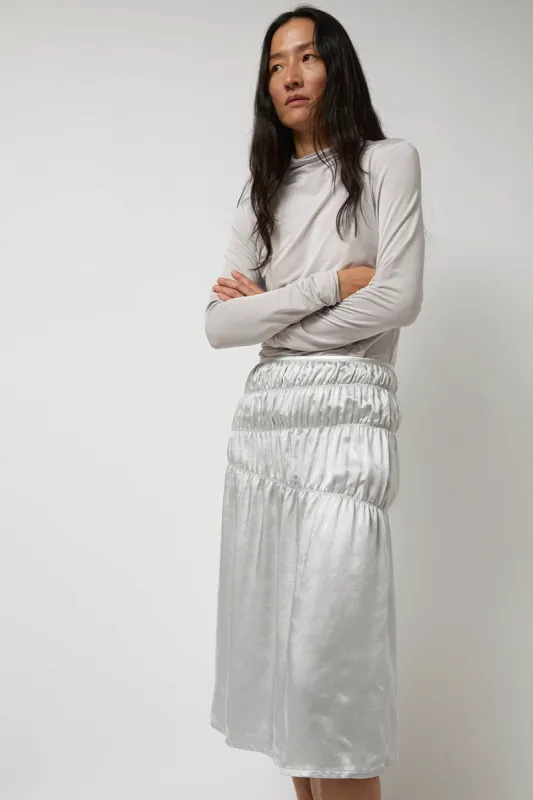 Anggae Satin Gather Long Skirt in Grey sold by No. 6