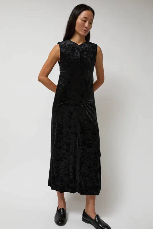 Anggae Washed Velvet Long Dress in Black sold by No. 6