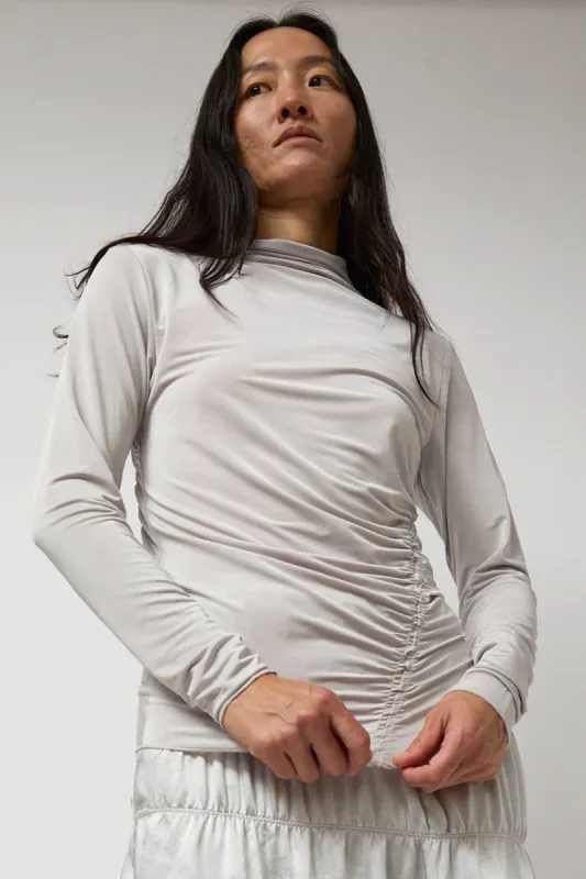 Anggae Light Jersey Slim Shirring Top in Silver sold by No. 6