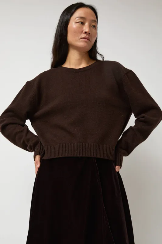 Anggae Lambswool Two Holes Solid Pullover in Brown sold by No. 6