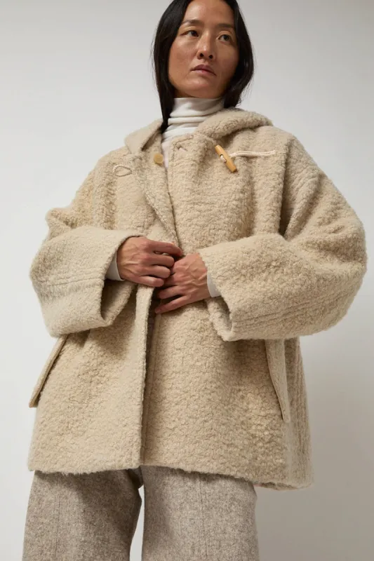 Anggae Fuzzy Hood Outer in Ivory sold by No. 6