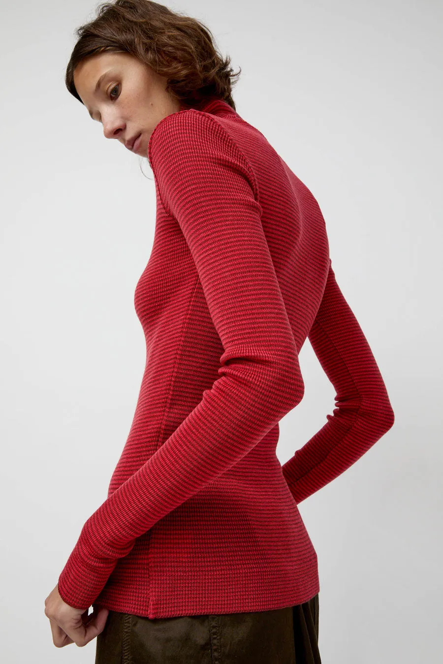 Modus Vivendi Alpha Rollneck in Paradise Red Fine Stripes sold by No. 6 product image thumbnail 2