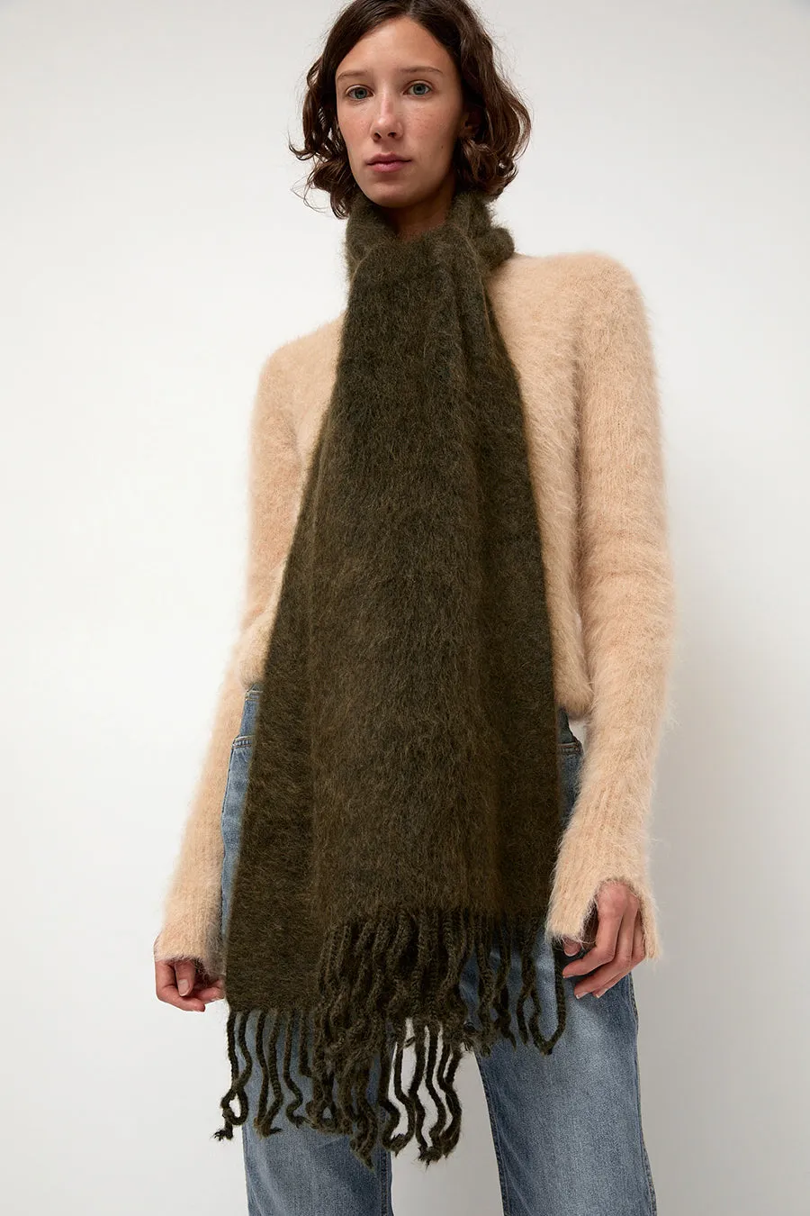 Sayaka Davis Ribbed Mohair Scarf in Olive sold by No. 6 product image thumbnail 2
