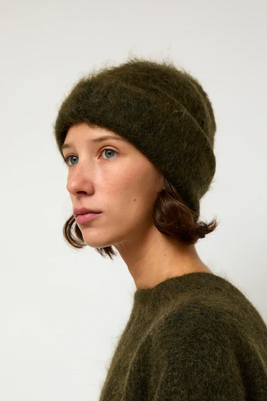 Sayaka Davis Brushed Mohair Beanie in Olive sold by No. 6