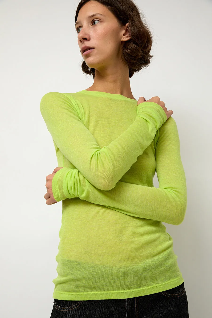 Sayaka Davis Sheer Long Sleeve in Wasabi sold by No. 6