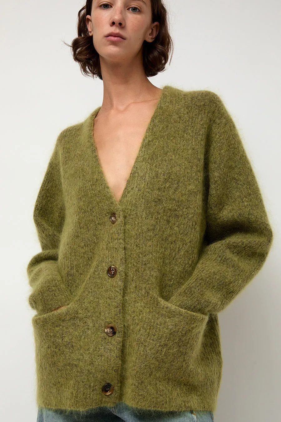 Sayaka Davis Mohair Cardigan in Matcha sold by No. 6