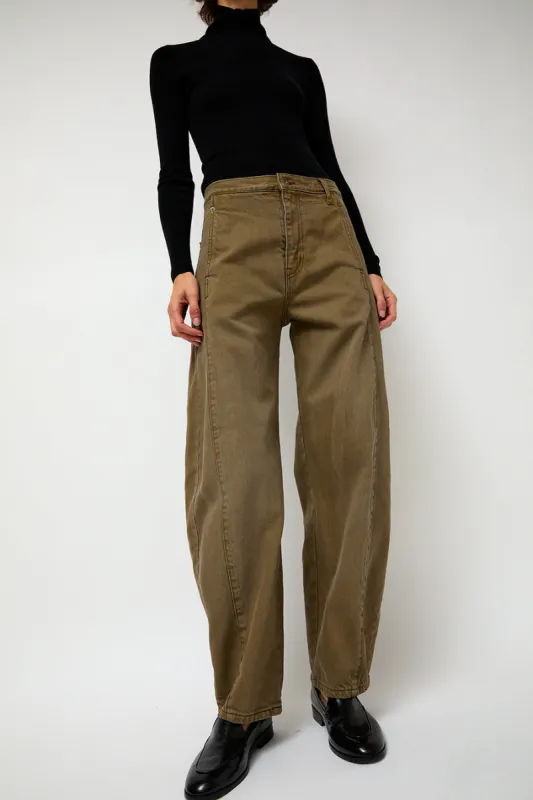 Sayaka Davis Barrel Denim Pants in Mocha sold by No. 6