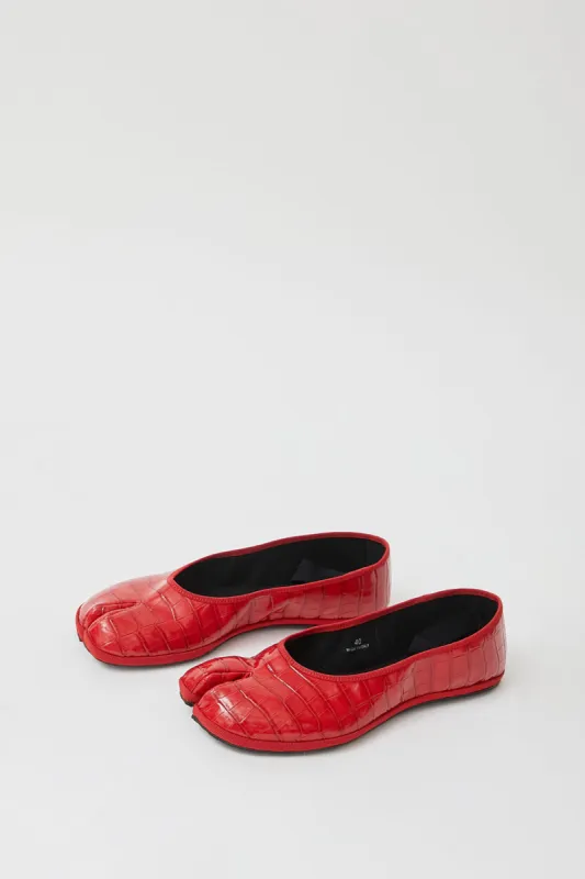 Drogheria Crivellini Fu-Tabi Ballerina in Red Faux Croc made by No. 6