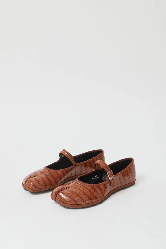 Drogheria Crivellini Fu-Tabi Mary Jane in Brown Faux Croc made by No. 6