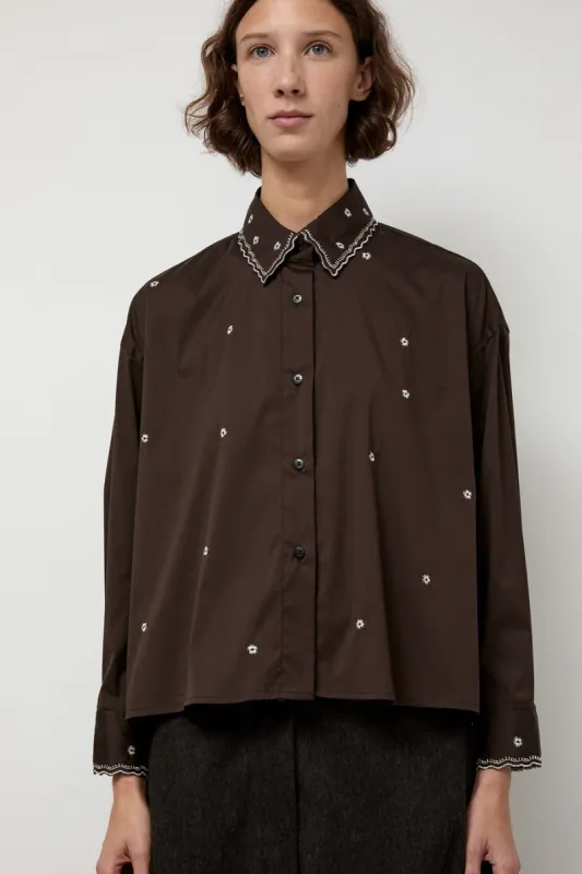 CORDERA Embroidery Shirt in Chocolate made by No. 6