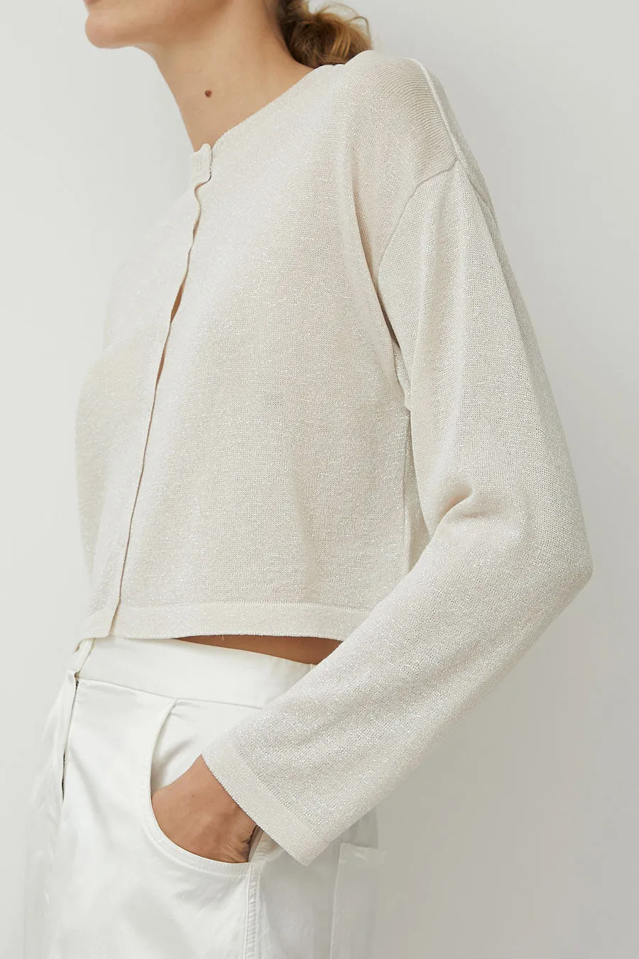 CORDERA Viscose Shimmery Cardigan in White sold by No. 6 product image thumbnail 2
