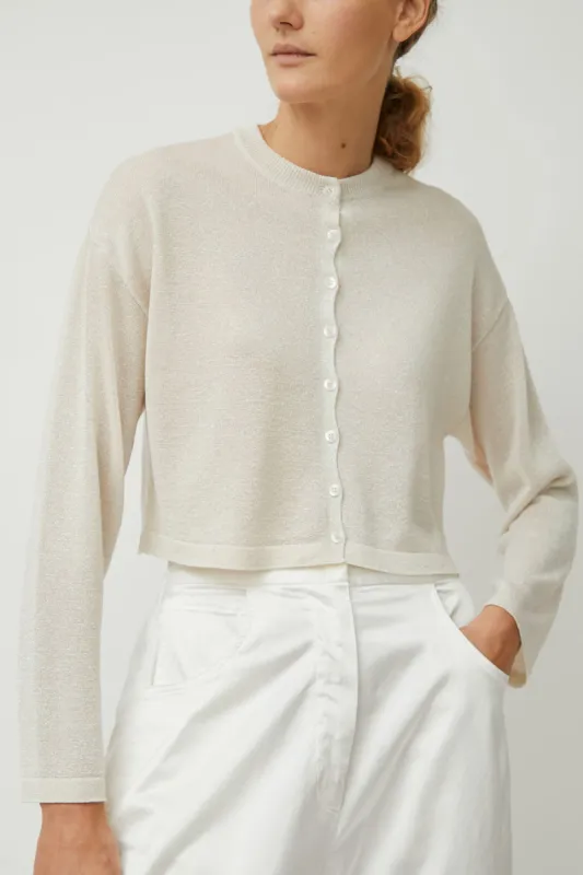 CORDERA Viscose Shimmery Cardigan in White sold by No. 6