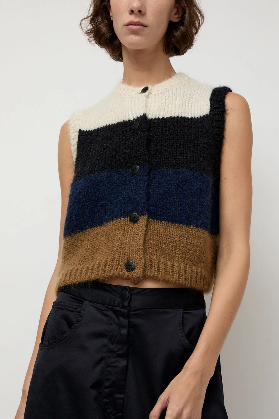 CORDERA Alpaca Mohair Waistcoat in Stripe sold by No. 6
