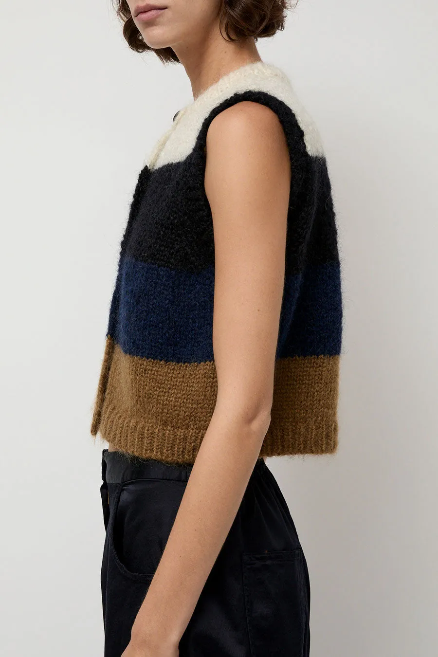 CORDERA Alpaca Mohair Waistcoat in Stripe sold by No. 6 product image thumbnail 5