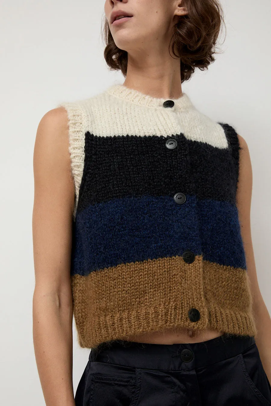 CORDERA Alpaca Mohair Waistcoat in Stripe sold by No. 6 product image thumbnail 3