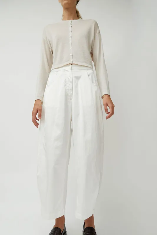 CORDERA Satin Curved Pants in White sold by No. 6