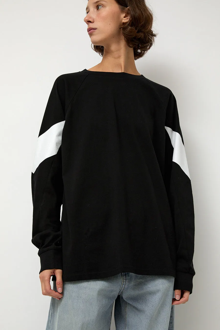 6397 Chevron Raglan Tee in Black sold by No. 6