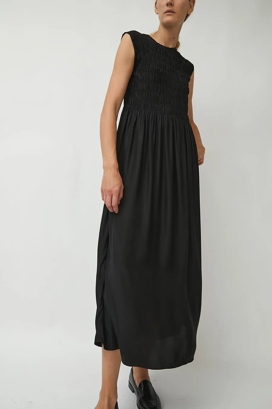 M Patmos Aliya Smocked Dress in Black sold by No. 6