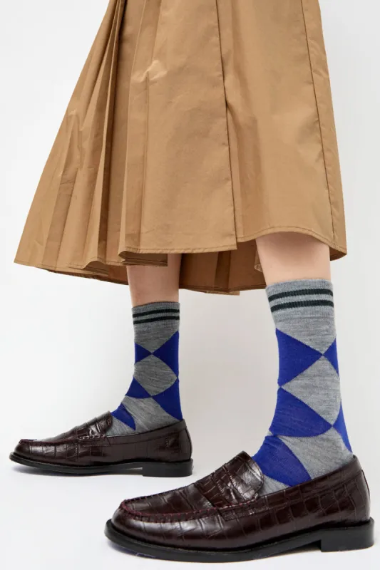Rue Blanche Diamond Socks in Cobalt sold by No. 6
