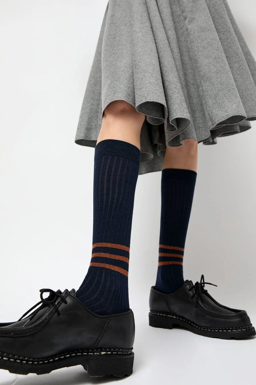 Rue Blanche Striped Socks in Navy sold by No. 6 product image thumbnail 2