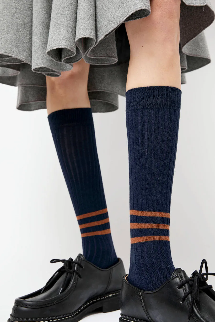 Rue Blanche Striped Socks in Navy sold by No. 6 product image thumbnail 3