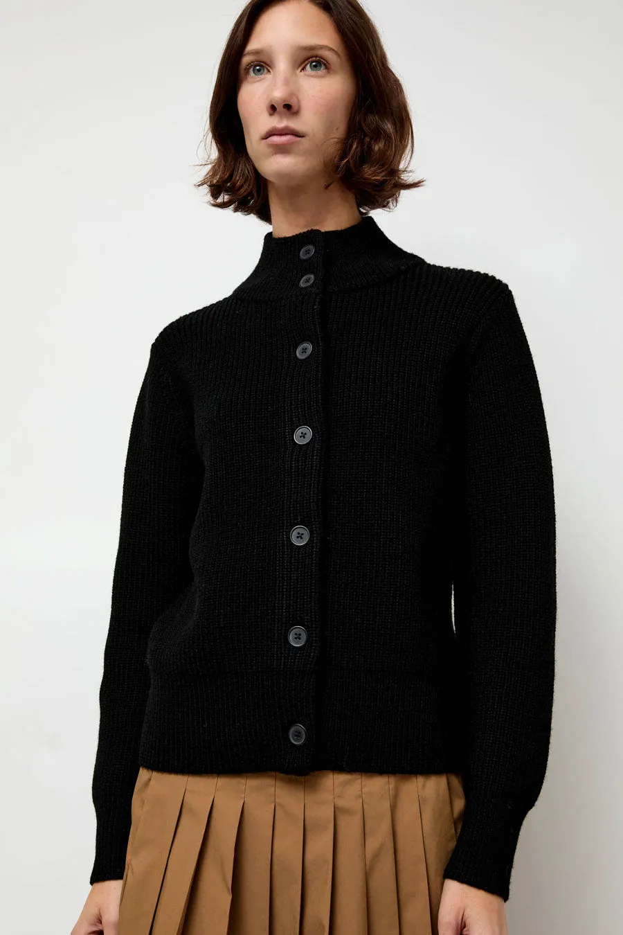 Rue Blanche Raw Blouson Cardigan in Black sold by No. 6