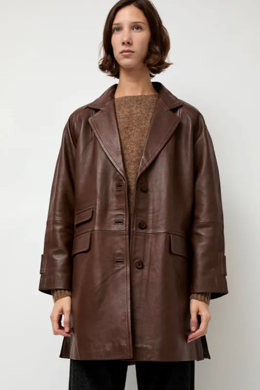 Rue Blanche Leather Coat in Brown sold by No. 6