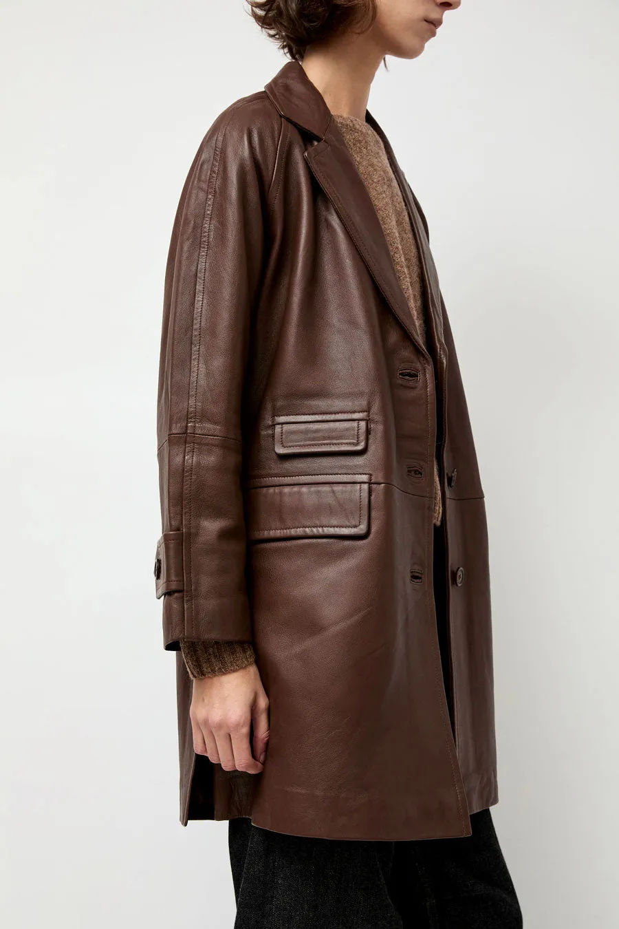Rue Blanche Leather Coat in Brown sold by No. 6 product image thumbnail 3
