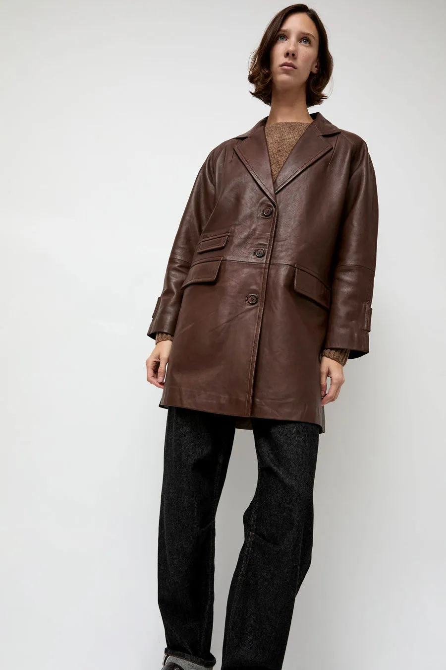 Rue Blanche Leather Coat in Brown sold by No. 6 product image thumbnail 5