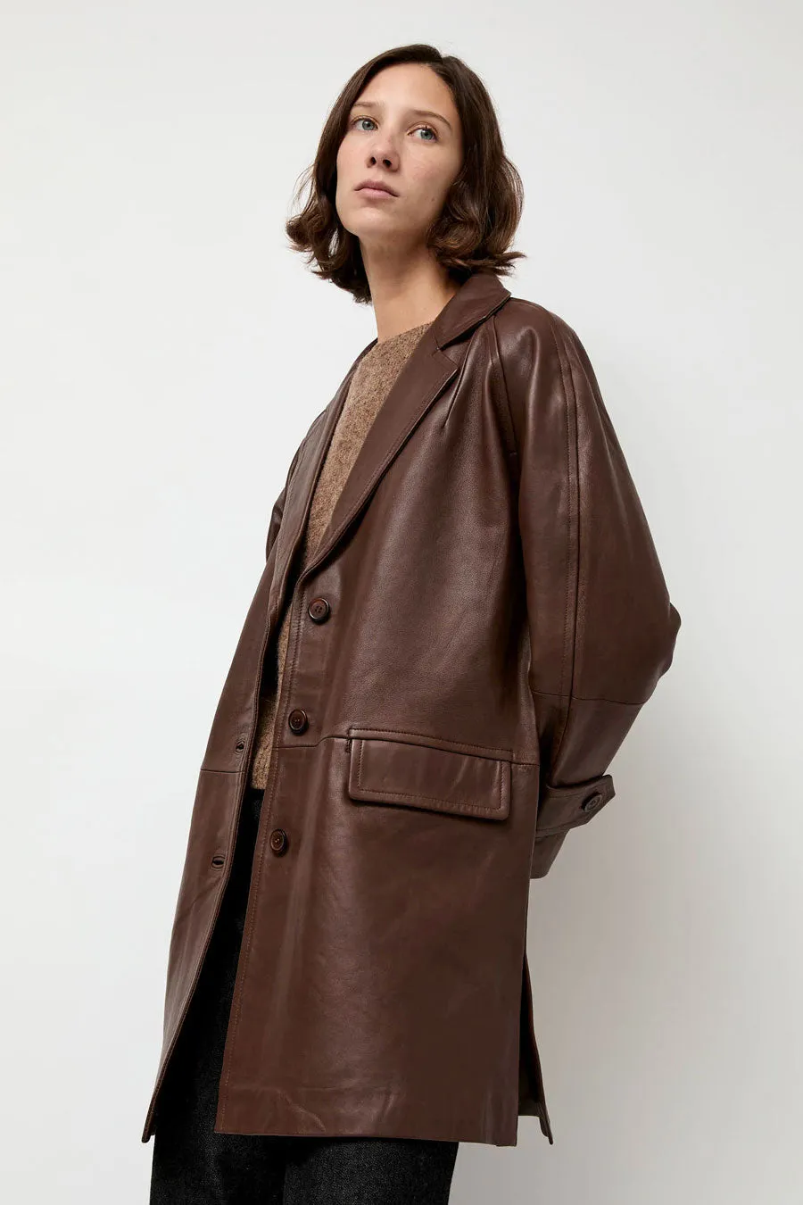 Rue Blanche Leather Coat in Brown sold by No. 6 product image thumbnail 4