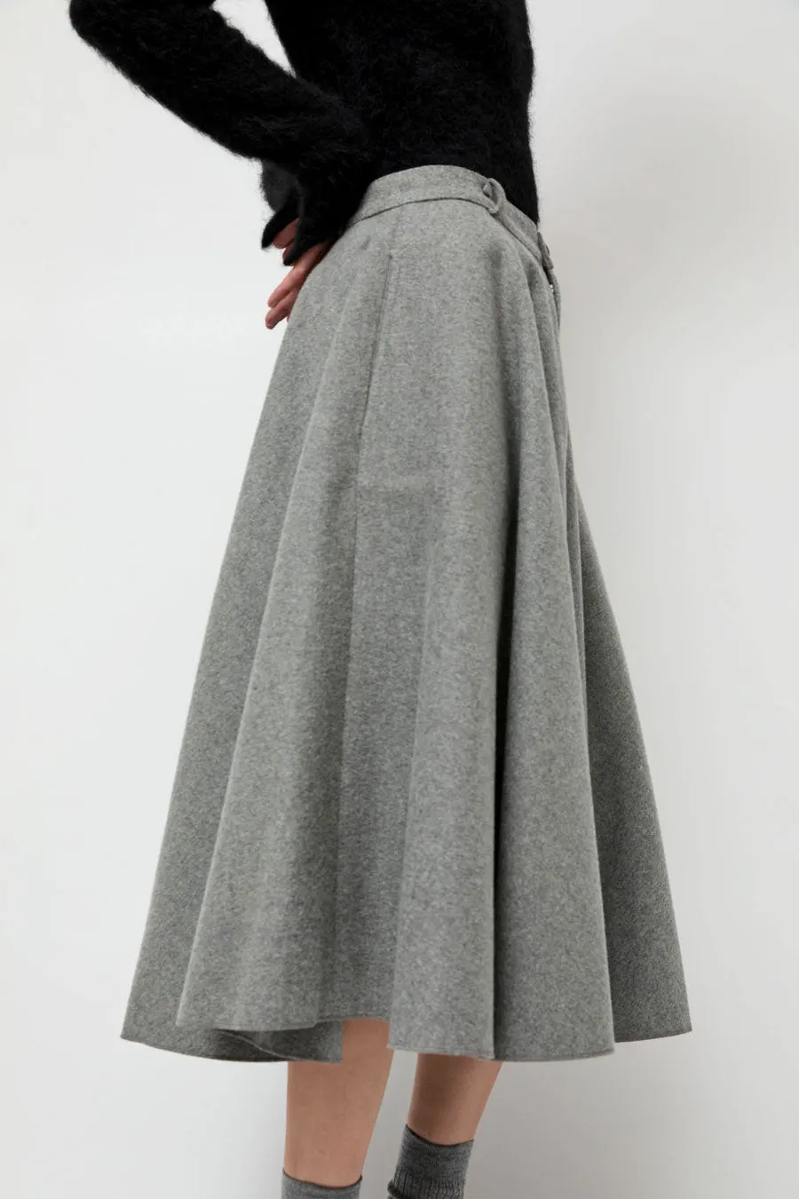 Highlight Studio Wool Mid Flared Skirt in Gray sold by No. 6 product image thumbnail 3