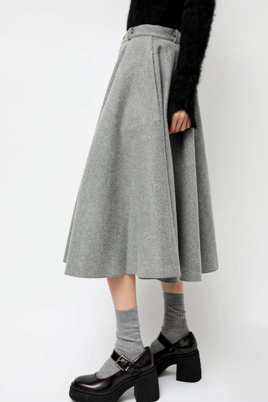 Highlight Studio Wool Mid Flared Skirt in Gray sold by No. 6 product image thumbnail 5