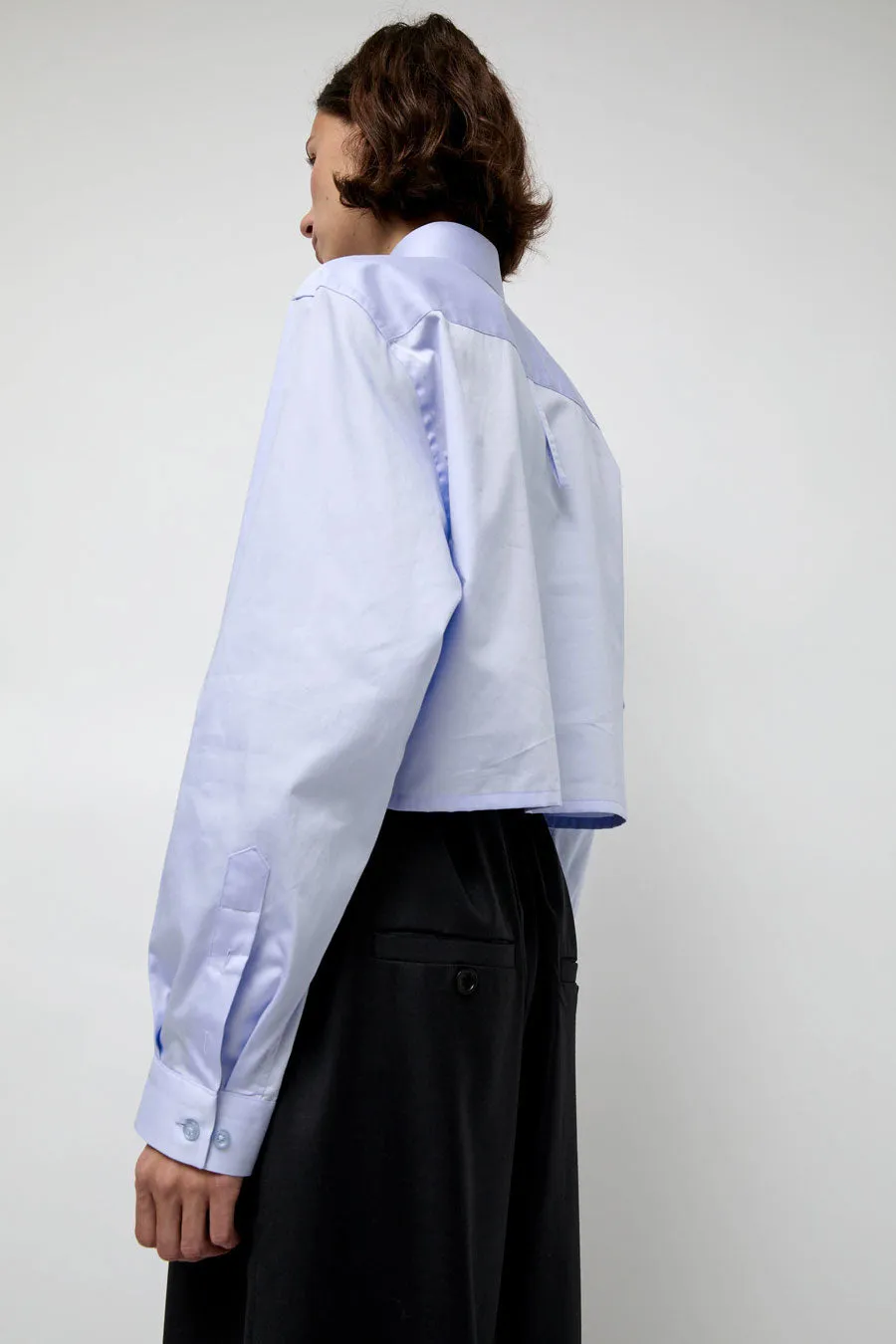 Highlight Studio Blue Poplin Crop Shirt in Light Blue sold by No. 6 product image thumbnail 5