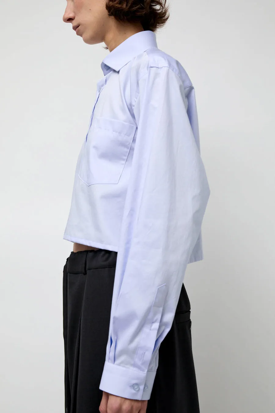 Highlight Studio Blue Poplin Crop Shirt in Light Blue sold by No. 6 product image thumbnail 4