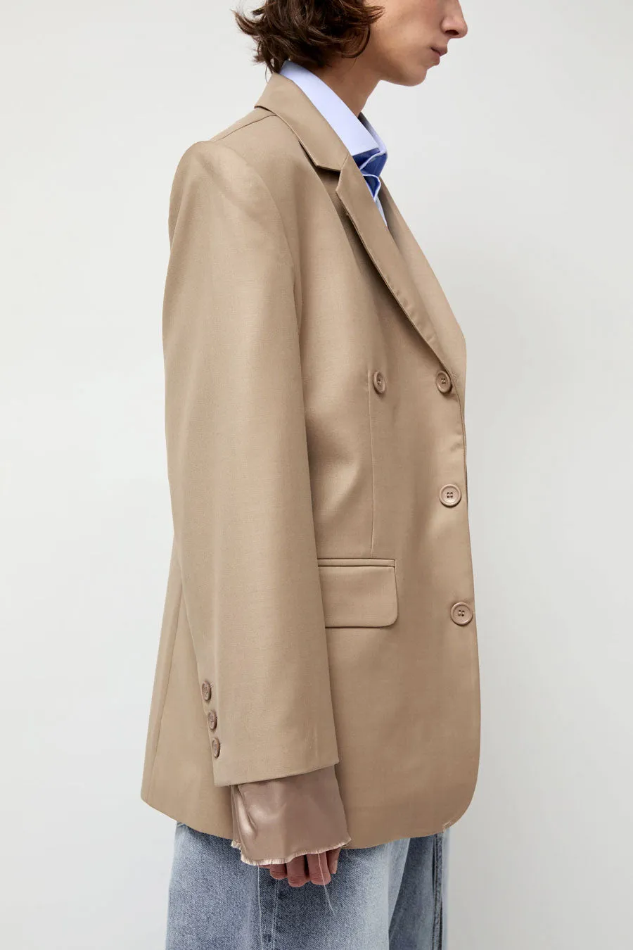 Highlight Studio Virgin Wool Single Breasted Blazer in Beige sold by No. 6 product image thumbnail 2