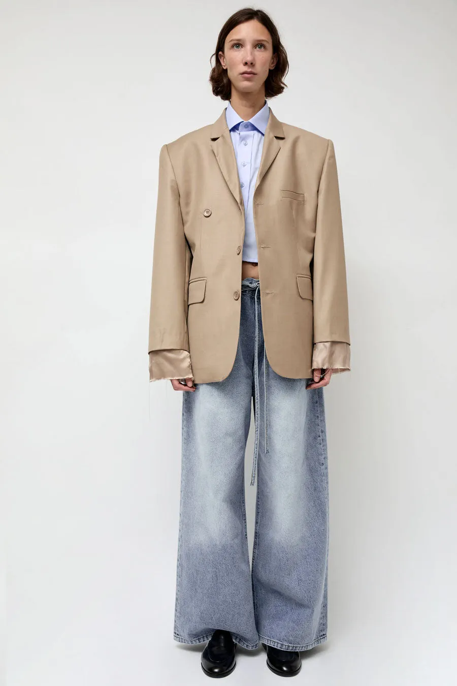 Highlight Studio Virgin Wool Single Breasted Blazer in Beige sold by No. 6 product image thumbnail 4