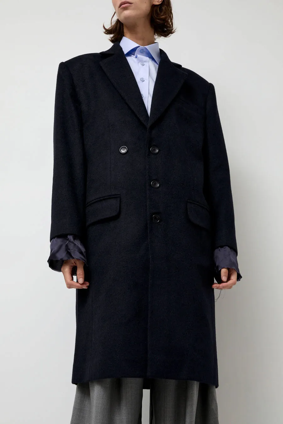 Highlight Studio Wool Single Breasted Coat in Navy sold by No. 6 product image thumbnail 2
