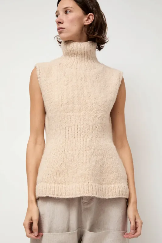 Lauren Manoogian Handknit Peplum Shell in Alabaster sold by No. 6