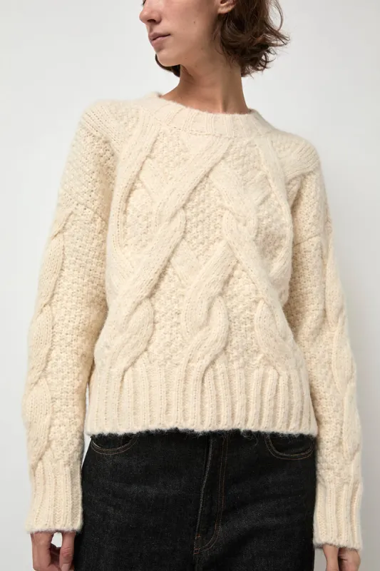 NYMANE Rita Cable Sweater in Ivory sold by No. 6