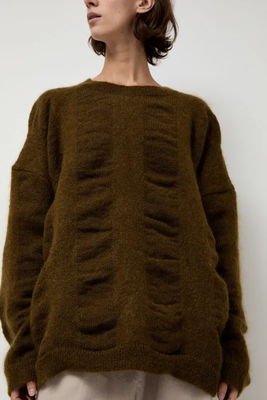 Black Crane Waterfall Sweater in Dark Olive sold by No. 6