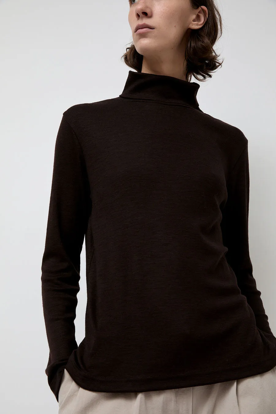 Black Crane Wool Turtle Neck in Cacao sold by No. 6