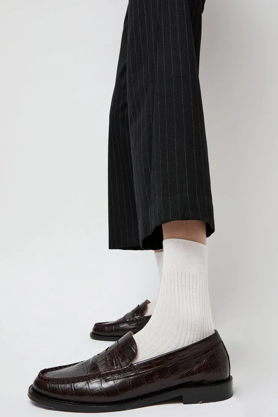 Maria La Rosa Ribbed Mid Calf Bio Cotton Socks in Off White sold by No. 6 product image thumbnail 2