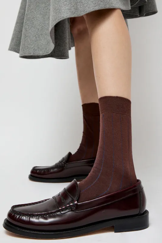 Maria La Rosa Pinstripe Viscose Socks in Caramel made by No. 6