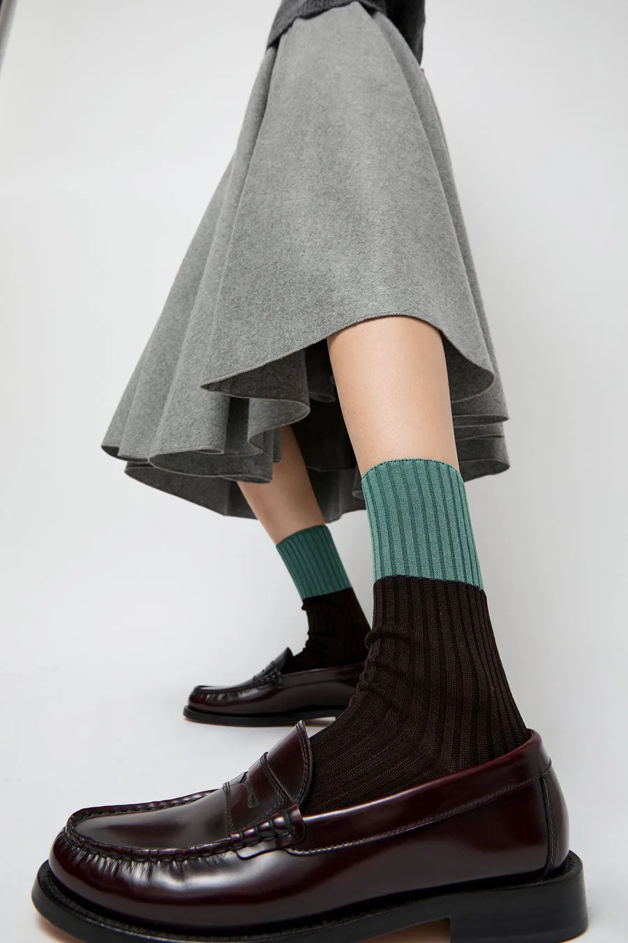 Maria La Rosa Bitone Cotton Socks in Dark Brown sold by No. 6