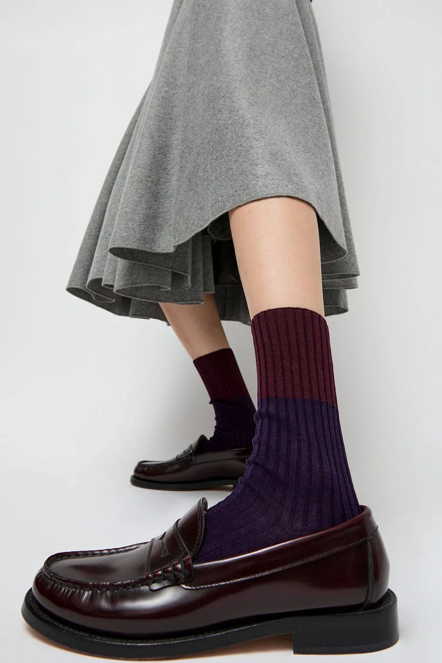 Maria La Rosa Bitone Cotton Socks in Dark Violet sold by No. 6 product image thumbnail 3