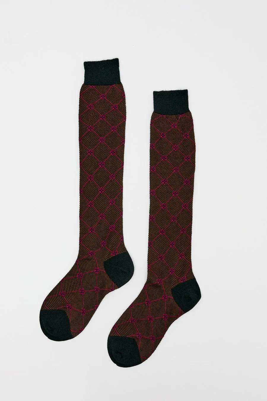 Maria La Rosa Knee High Clover Patterned Socks in Cipresso sold by No. 6 product image thumbnail 2