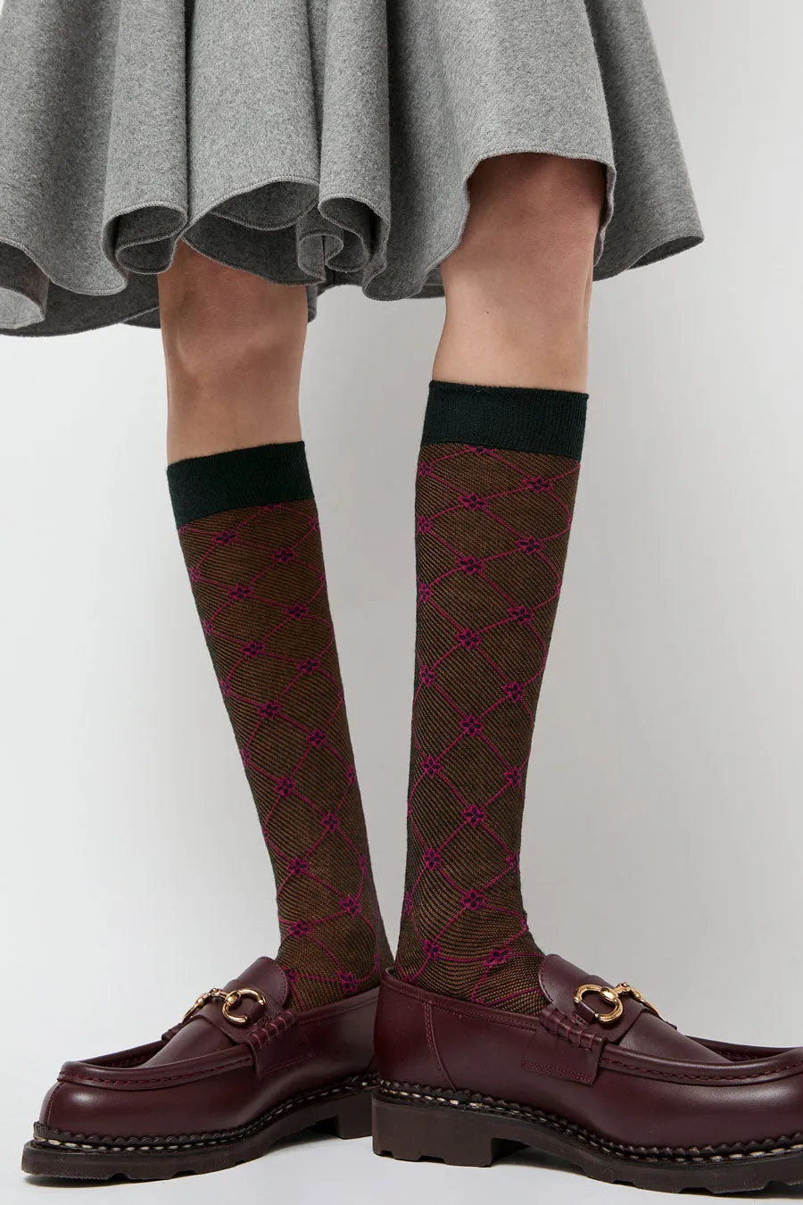 Maria La Rosa Knee High Clover Patterned Socks in Cipresso sold by No. 6 product image thumbnail 4