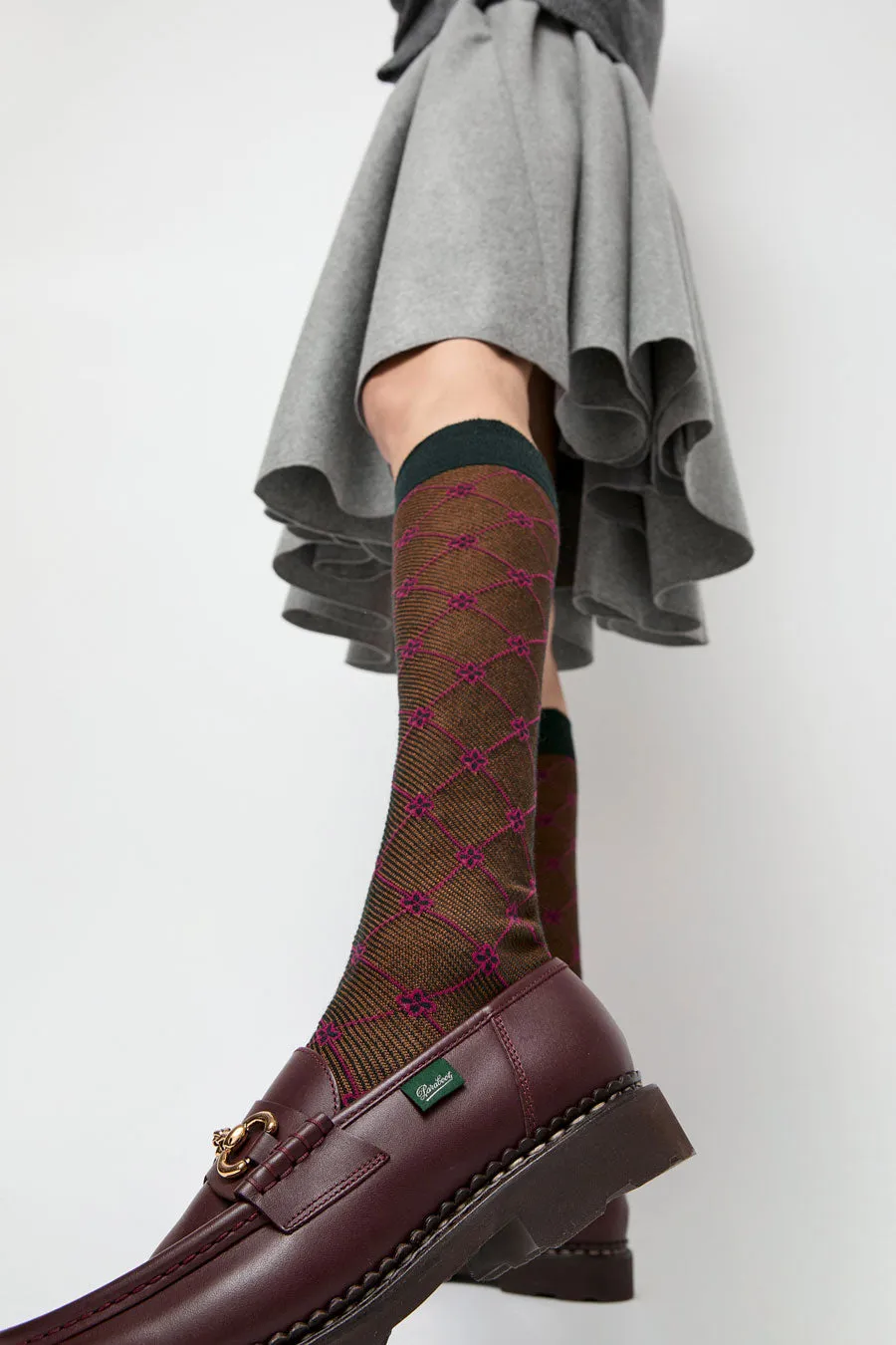 Maria La Rosa Knee High Clover Patterned Socks in Cipresso sold by No. 6 product image thumbnail 3